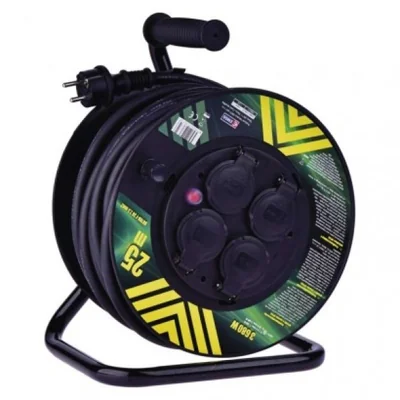 Rallonge de jardin rétractable 25 m / 4 AWG / noire / caoutchouc-néoprène / 230 V / 2,5 mm²