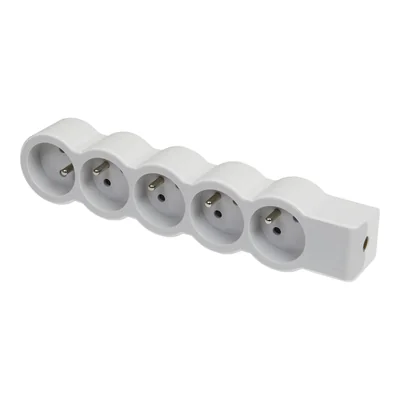 Rallonge standard 5 x 2 prises + enrouleur, sans câble (multiprise portable) - Blanc/Gris clair