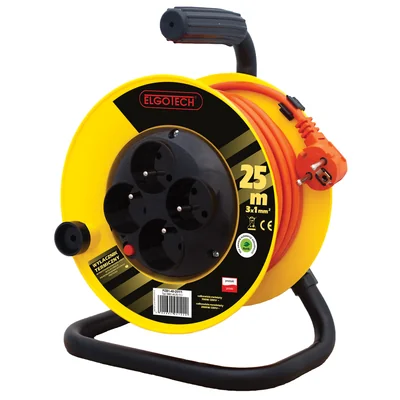 Rallonge tambour 4 prises avec fusible thermique 25m OMY 3x1 orange
