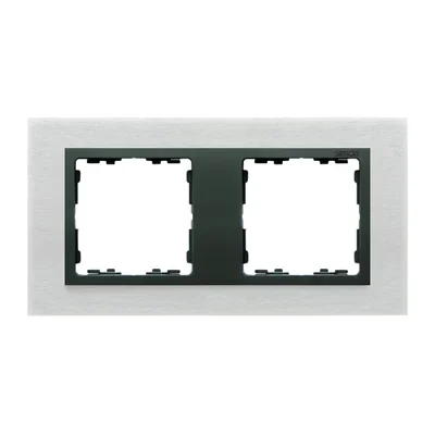 Ramka 2x inox mat / ramka pośrednia grafit