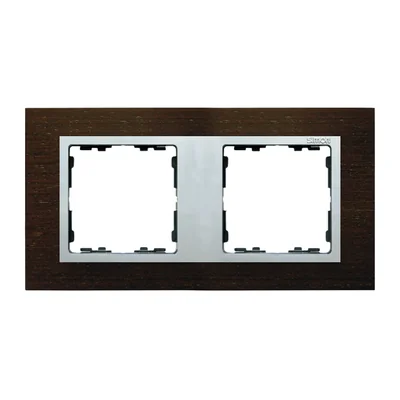 Ramka 2x wenge / ramka pośrednia aluminium mat