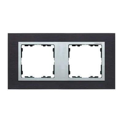 Рамка подвійна нержавійка чорна / рамка проміжна алюміній