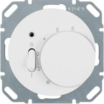 Raumtemperaturregler mit Öffnerkontakt, Zentralelement, Schalter und Diode 5-30 °C 230V - Weiß glänzend