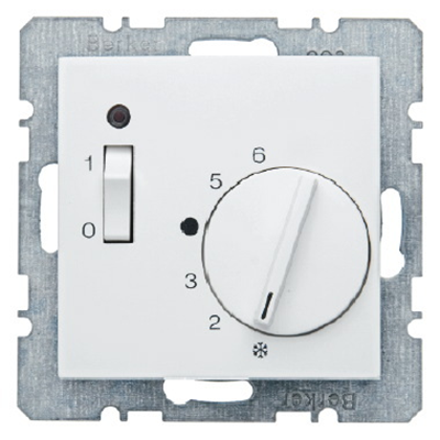 Raumtemperaturregler mit Schließer, Zentralelement, Schalter und Diode 5-30 °C 230V - Weiß glänzend