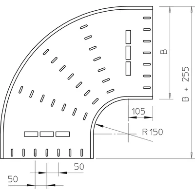 RB 90 640 FS coude horizontal à 90°, forme arrondie