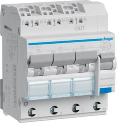 RCBO 3 - 3 x 1P+N 6kA B-10A 30mA A QC/QBB Disyuntor de corriente residual con elemento de sobrecorriente