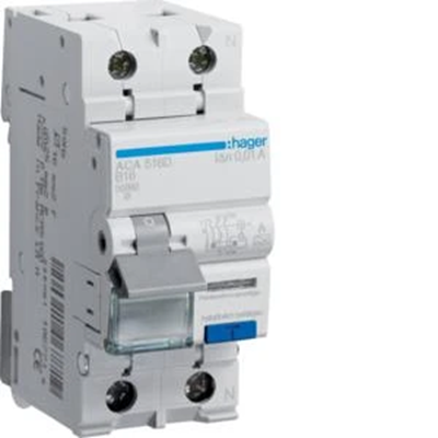 RCBO Disyuntor de corriente residual con elemento de sobrecorriente 1P+N 10kA B 16A/10mA tipo A