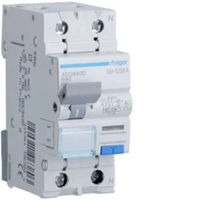 RCBO Disyuntor de corriente residual con elemento de sobrecorriente 1P+N 6kA B 40A/30mA tipo AC