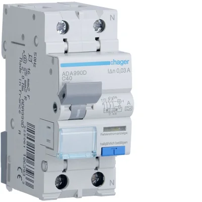 RCBO Disyuntor de corriente residual con elemento de sobrecorriente 1P+N 6kA C 40A/30mA tipo A