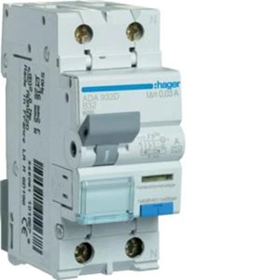 RCBO Disyuntor de corriente residual con elemento de sobreintensidad 1P+N 6kA B 32A/30mA tipo A