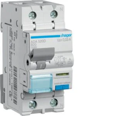 RCBO Interruttore differenziale con elemento di sovracorrente 1P+N 10kA B 20A/30mA Tipo A RCBO