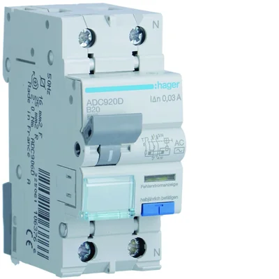 RCBO RCBO mit Überstromelement 1P+N 6kA B 20A/30mA Typ AC