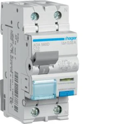 RCBO RCBO with overcurrent element 1P+N 10kA C 10A/30mA type A