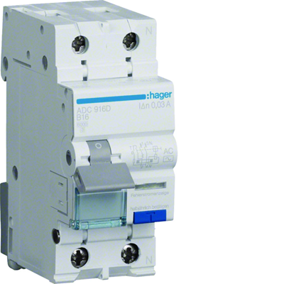 RCBO RCBO with overcurrent element 1P+N 6kA B 16A/30mA Type AC