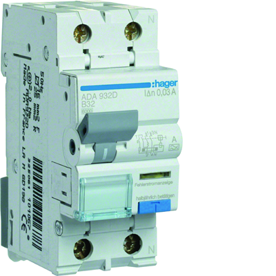 RCBO RCBO with overcurrent element 1P+N 6kA B 32A/30mA type A