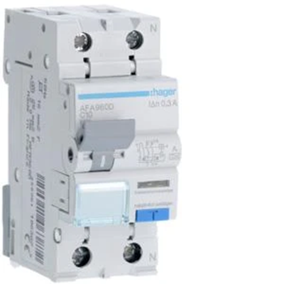 RCBO RCBO with overcurrent element 1P+N 6kA C 10A/300mA Type A