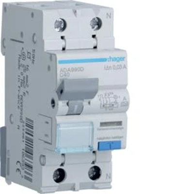 RCBO RCBO with overcurrent element 1P+N 6kA C 40A/30mA type A