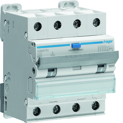 RCBO RCBO with overcurrent element 4P 6kA C 25A/30mA type A