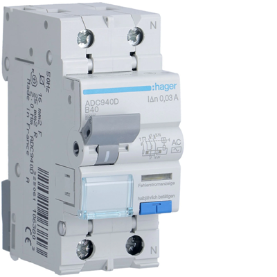 RCBO RCD with overcurrent element 1P+N 6kA B 40A/30mA type AC