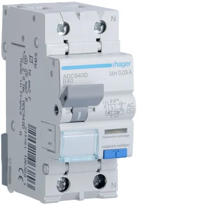 RCBO RCD with overcurrent element 1P+N 6kA B 40A/30mA type AC