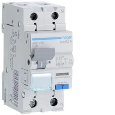 RCBO Short delay residual current circuit breaker with overcurrent element 1P+N 6kA C 20A/300mA Type A-HI