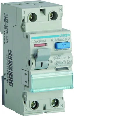 RCCB Disyuntor de corriente residual 2P 63A/30mA Tipo A