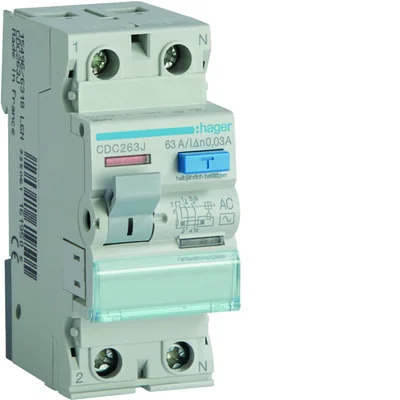 RCCB Disyuntor de corriente residual 2P 63A/30mA Tipo AC