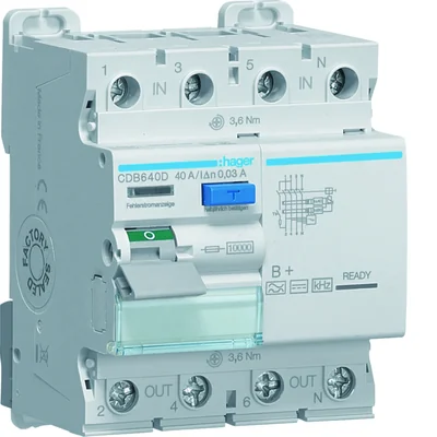 RCCB Fehlerstromschutzschalter 3P+N 40A 30mA 10kA B+