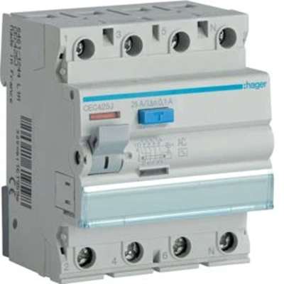 RCD 25A 100mA 4pole AC type