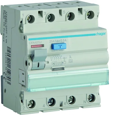 RCD 25A,300mA,4polig Typ A