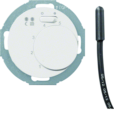 R.CLASSIC/Serie 1930 Floor temperature controller with make contact, central element, connector and 2 LEDs white