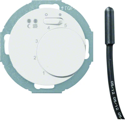 R.CLASSIC/Serie 1930 Floor temperature controller with make contact, central element, connector and 2 LEDs white