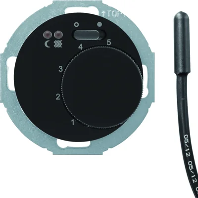 R.CLASSIC/Serie 1930 Floor temperature controller with make contact, central element, switch and 2 LEDs black