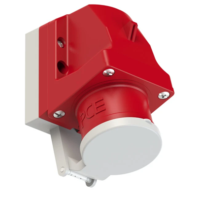 Receiver plug with a phase diverter with a flap 16A 3P+Z+N 400V 50/60Hz 6h IP44 (nickel-plated contacts, top and wall entry)