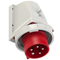 Receiver plug with phase diverter 32A 3P+Z+N 400V 50/60Hz 6h IP67 (nickel-plated contacts, top and wall entry)