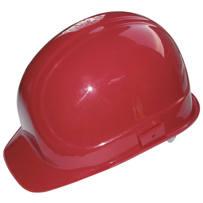 Red protective helmet for electricians