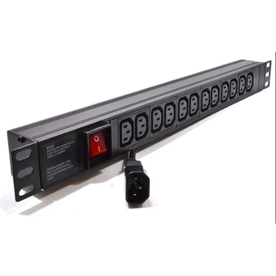 Regleta 19" con interruptor, 8 enchufes C13, 2m, negro