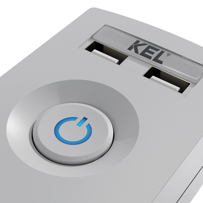 Regleta con fusible y sistema de protección contra sobretensiones profesional 5 tomas 2 puertos USB longitud 3m 10A 230V 2300W gris