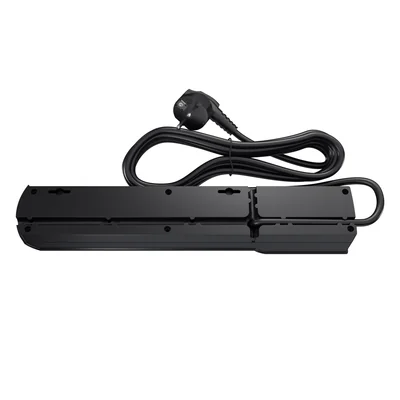 Regleta con fusible y sistema de protección contra sobretensiones profesional, 5 tomas, longitud 1,5 m, 10 A 230 V 2300 W, negro