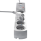 Regleta con fusible y sistema de protección contra sobretensiones profesional, 5 tomas, longitud 3m, 10A 230V 2300W, gris