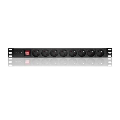Regleta de alimentación Qoltec PDU para rack de 19'' | 1U | 16A | 8 conectores franceses | 2 m