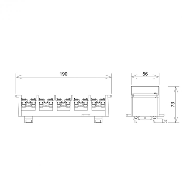 Regleta de bornes - grifo 5x35/16 mm2 + tapa para carril