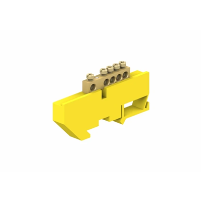 Regleta de protección para carril TH, 5 módulos, 5 x 16 mm², amarillo