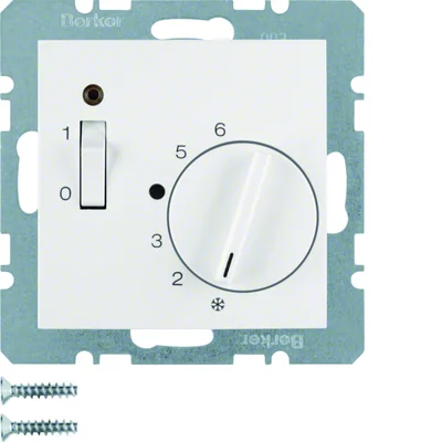 Regulator temperatury pomieszczenia z zestykiem zwiernym, elementem centralnym, łącznikiem i diodą 5-30 °C 230V - Biały połysk