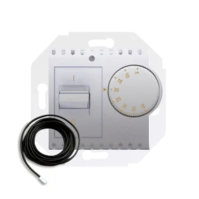 Regulátor teploty s externím čidlem (modul) 16A 230V stříbrný (metalický)