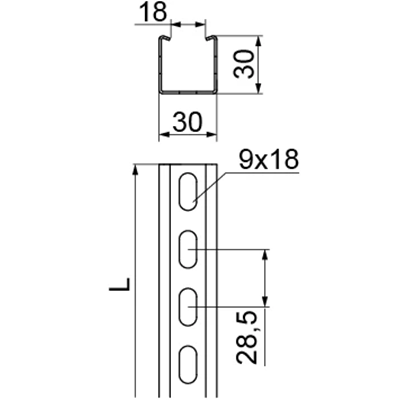 Reinforced C-profile, CWC30H30/2