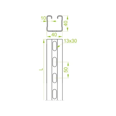 Reinforced channel, CWT40H40/3