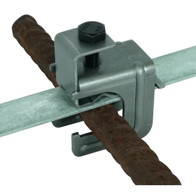 Reinforcement clamp with pressure clamp, for wire diameter 6-20 / 8-10 mm, wire diameter 6-20 mm / flat bar width 30 mm or two flat bars width 30x3-4 mm, uncoated steel VK DB 6.20 8.10 FL30 BSB STBL