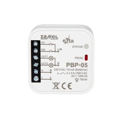 Relais bistable 2 canaux, encastrable, 230 V CA, type : PBP-05