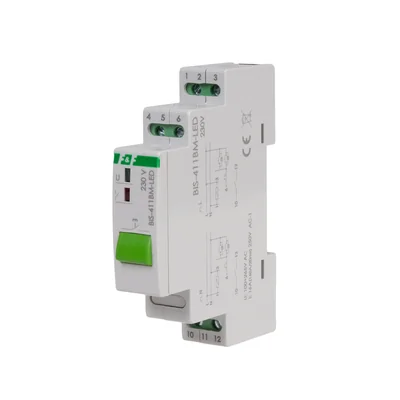 Relais bistable BIS-411BM-LED avec bouton de commande manuelle, mémoire, montage sur rail DIN, 230 V, avec relais de courant d'appel 160 A/20 ms